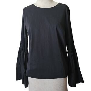 Black Crew Neck Bell Sleeve Top Size Small